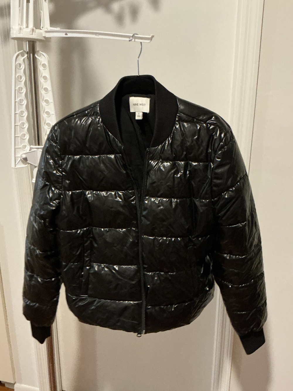 Nine West Shiny Black Quilted Puffer Jacket